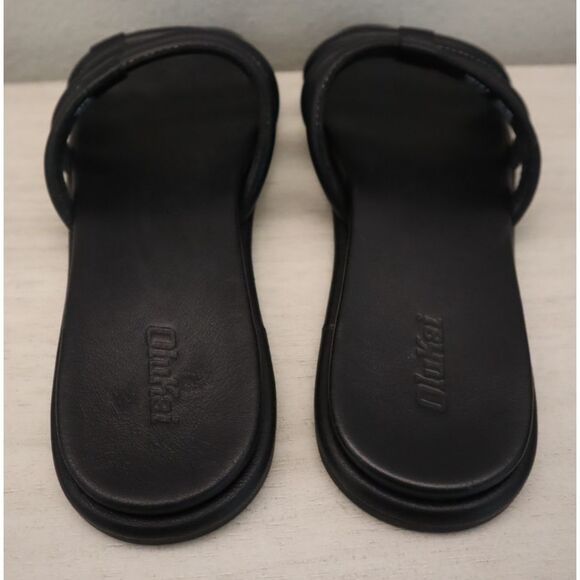 Olukai 20514-4040 Women's Sz 9W Black Leather Tiare Slide Sandals - Picture 3 of 14